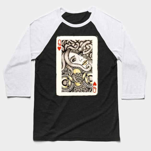 Queen of hearts Baseball T-Shirt by Lamink